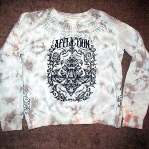 Affliction Tie-Dyed and Jeweled Sweatshirt Women’s Size L